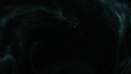 Shimmering mist. Particles background. Defocused blue sparkling glitter texture fragments cloudy smoke fog on abstract art dark black.