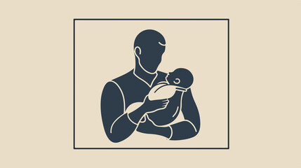 Father holding newborn baby, changing and nursing