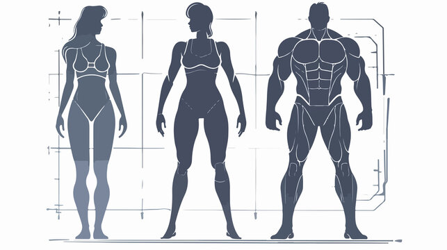 Male and Female Body Types Flat Vector Illustration Concept