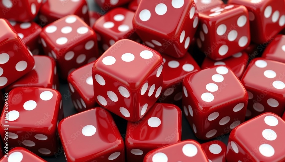 Aufkleber high-resolution 3d render of red dice with white dots in a stylish repeating pattern