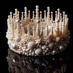 Coral Style Crown with Gems on Black Background