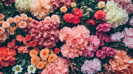 Flower beds flora  botanical carpet composition background 