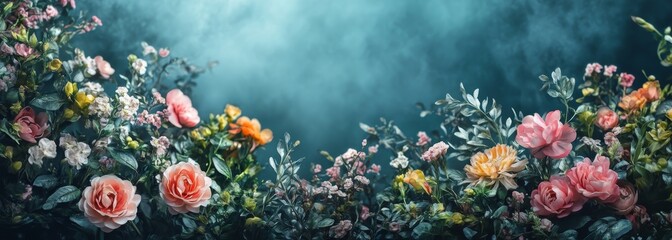 Obraz premium Flower beds flora botanical carpet composition background 