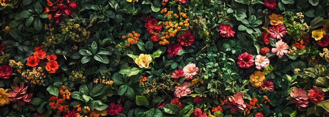 Flower beds flora  botanical carpet composition background 