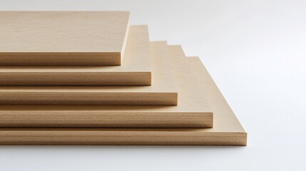 Stack of Four Light Brown Melamine-Coated Particle Boards