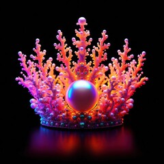 Coral Style Crown with Gems on Black Background