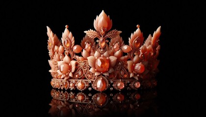 Obraz premium Coral Style Crown with Gems on Black Background