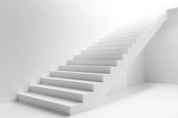 Fototapeta premium Minimalist white staircase design with clean aesthetic for modern architecture and interior spaces.