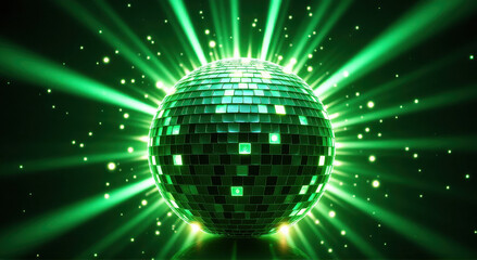 disco ball with bright ForestGreen beams of light creating a dazzling light pattern