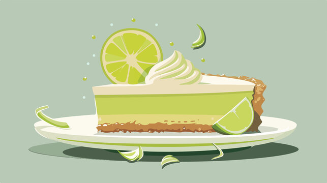 Delicious Key Lime Pie Flat Vector Illustration