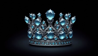 Coral Style Crown with Gems on Black Background