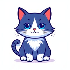 Fototapeta premium A simple cartoon cat with a white background, AI generated