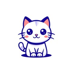Obraz premium A simple cartoon cat with a white background, AI generated