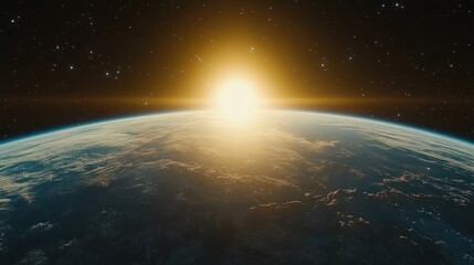 Obraz premium Earth sunrise from space, showing clouds and atmosphere.