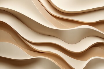 Obraz premium Abstract minimalist design with flowing beige curves for modern decor.