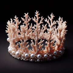 Coral Style Crown with Gems on Black Background