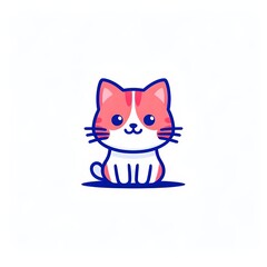 Obraz premium A simple cartoon cat with a white background, AI generated