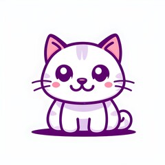 Obraz premium A simple cartoon cat with a white background, AI generated