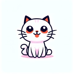 Fototapeta premium A simple cartoon cat with a white background, AI generated