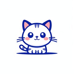 Obraz premium A simple cartoon cat with a white background, AI generated