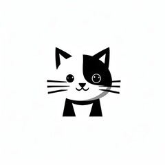 Fototapeta premium A simple cartoon cat with a white background, AI generated