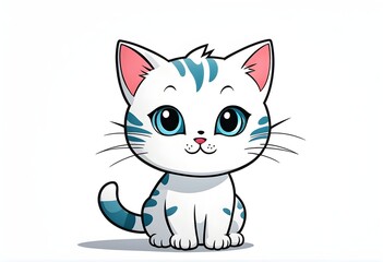 Obraz premium A simple cartoon cat with a white background, AI generated