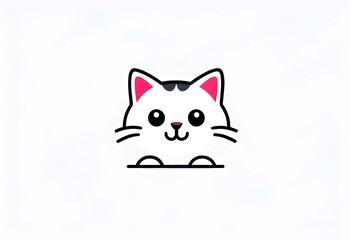 Obraz premium A simple cartoon cat with a white background, AI generated