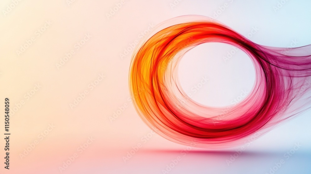 Aufkleber red and orange abstract swirl on a light pink background creating a circular motion effect.
