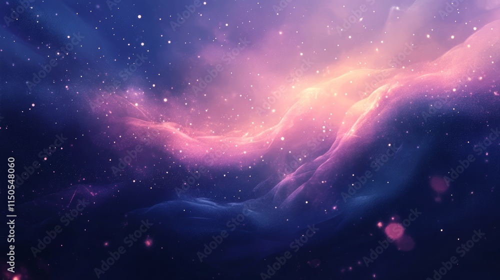 Poster vibrant cosmic clouds illuminated by distant stars create a mesmerizing celestial display in a vast 