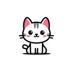 Obraz premium A simple cartoon cat with a white background, AI generated