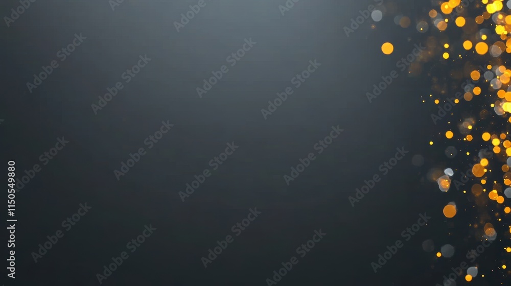 Aufkleber golden glowing bokeh lights on a dark background. abstract blurred design with copy space.