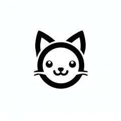 Obraz premium A simple cartoon cat with a white background, AI generated