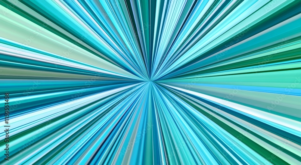Poster Dynamic Flow of Turquoise Colors Radiating From a Central Point Creating a Visually Captivating Abstract Design