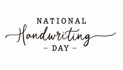 Fototapeta premium Sophisticated banner design for National Handwriting Day featuring elegant typography crafted for a joyful celebration on a pristine white background.