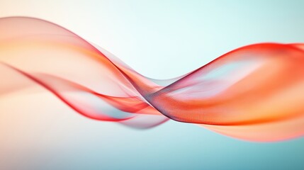 Naklejka premium Abstract red and orange flowing wave pattern on a light gradient background. Modern digital design and creativity concept.