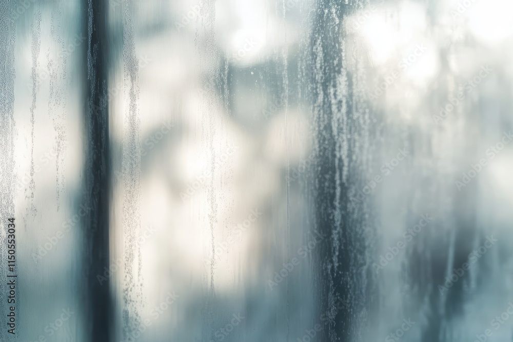Aufkleber condensation forms on a window creating a hazy view of the outdoors during a cold morning in a cozy 