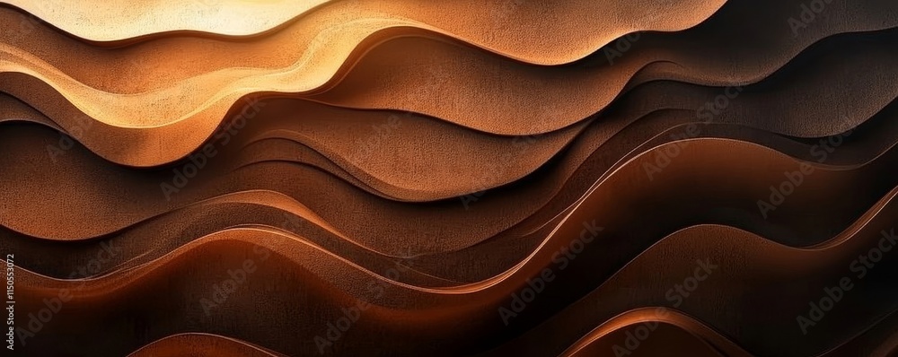 Poster brown beige color gradient wave on dark background grainy texture effect abstract banner website hea