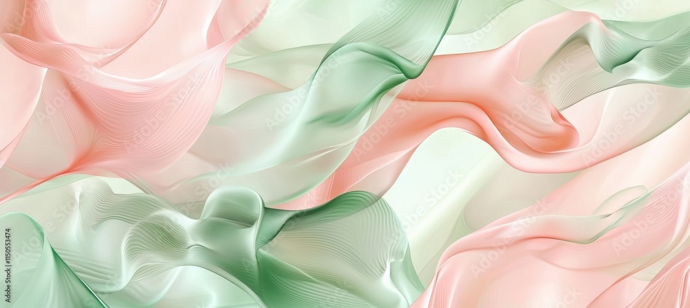 Poster airy abstract spring background with flowing pastel shapes for web and social media design