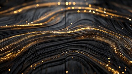 Abstract glitter lights background in gold and black defocused