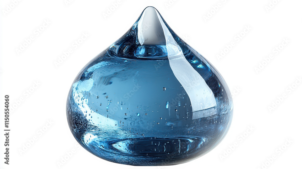 Aufkleber 3d water drop isolated on white background with clipping path concept of purity and transparency