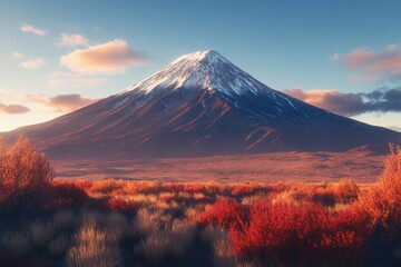 Fototapeta premium Majestic Snow Capped Mountain Autumn Landscape