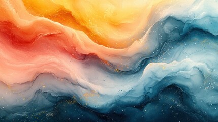 Fototapeta premium Vibrant abstract fluid art: dynamic waves of color and texture