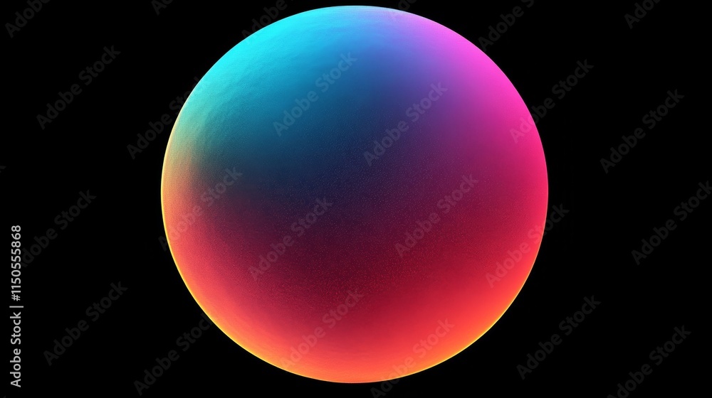 Aufkleber abstract holographic circle on black background iridescent liquid color gradient noise texture effec