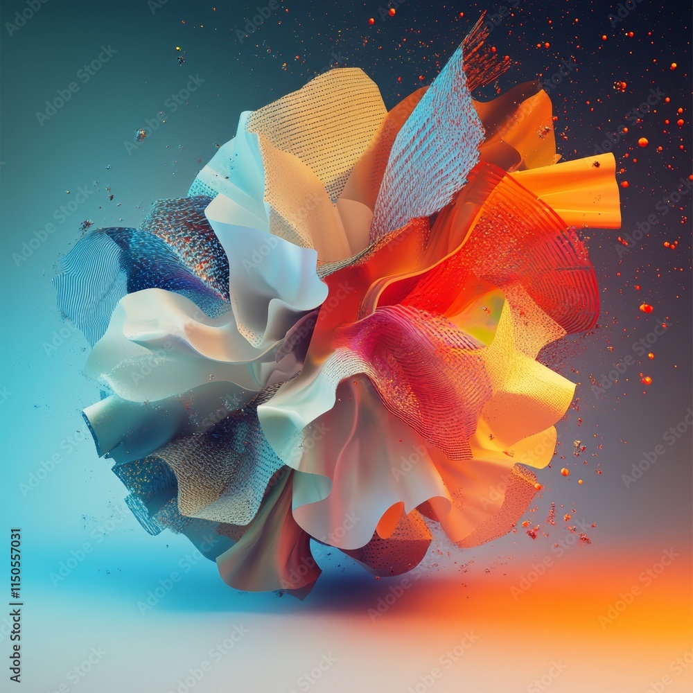 Aufkleber vibrant explosion of colorful textures and shapes in an abstract composition showcasing movement and