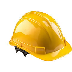 Fototapeta premium Yellow hardhat isolated on a transparent background, empty blank png background