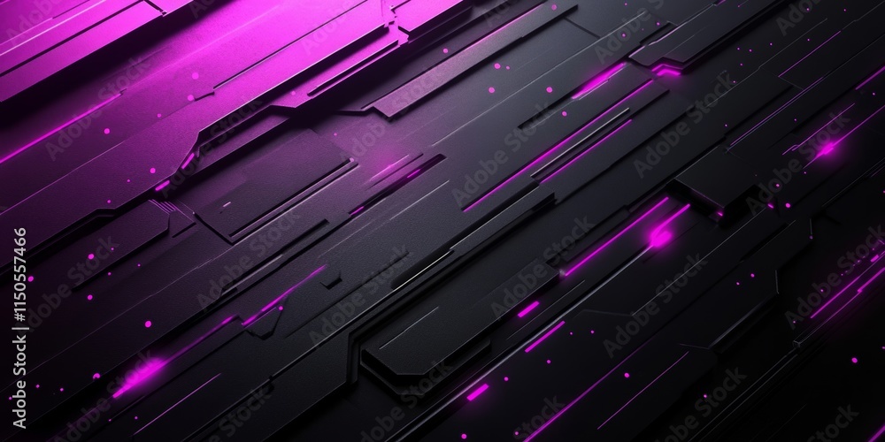 Poster abstract glowing purple gradient light shape on black grain textured background copy space wide bann