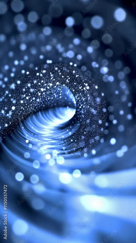 Poster swirling blue vortex with shimmering particles creates a mesmerizing visual effect in a cosmic scene