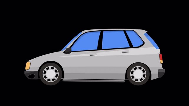 Gray Car Moving Isolated On Transparent Background, 4k Ultra High Definition, Alpha Channel