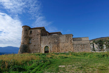 A ruined medieval castle in a village in the province of Salerno, Italy.