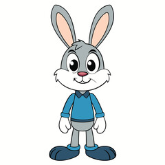 Cute Cartoon Rabbit Vector Design for Kids Coloring Activities